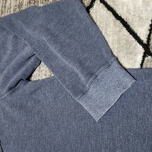 HARLEY DAVIDSON HENLEY THERMAL EMBROIDERED BAR & SHIELD BLUE LONG SLEEVE SHIRT - Picture 6 of 14